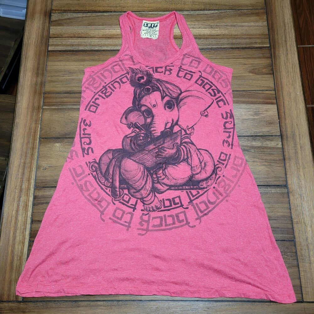 SURE Original Tank Top Red Elephant Graphic - Size Medium